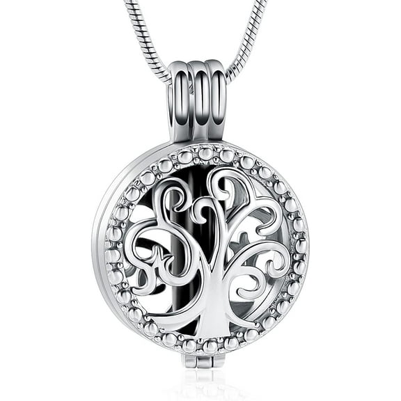 Tree of Life Urn Necklaces for Ashes Stainless Steel Tree of Life Cremation Jewelry for Ashes Memory Jewelry for Women Men for Loved One