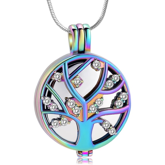 Tree of Life Urn Necklaces for Ashes Women Men Tree of Life with Crystal Urn Cremation Jewelry for Ashes Memory Jewelry for Human / Pet