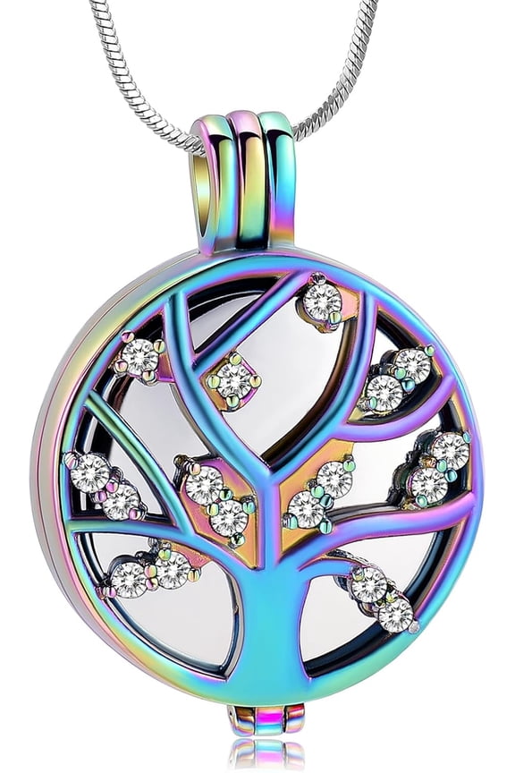 Tree of Life Urn Necklaces for Ashes Women Men Tree of Life with Crystal Urn Cremation Jewelry for Ashes Memory Jewelry for Human / Pet