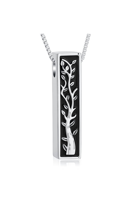 Tree of Life Urn Necklaces for Ashes for Women Men Simple Bar Stainless Steel Cremation Jewelry Human / Pet Ashes Holder Memorial Keepsake Pendant