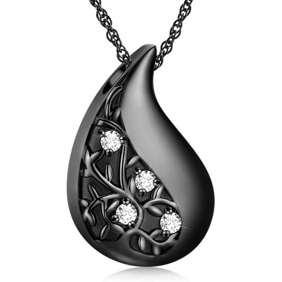 Tree of Life Urn Necklaces for Ashes for Women Men Teardrop Cremation Jewelry Memorial Human Ashes Pendant