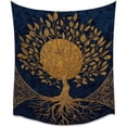 thumbnail image 1 of Tree of Life Vintage Tapestry, Boho Celestial Nature Wall Hanging Decor, Gold and Navy Artwork for Living Room or Dorm, White 30x40 Inch, 1 of 6