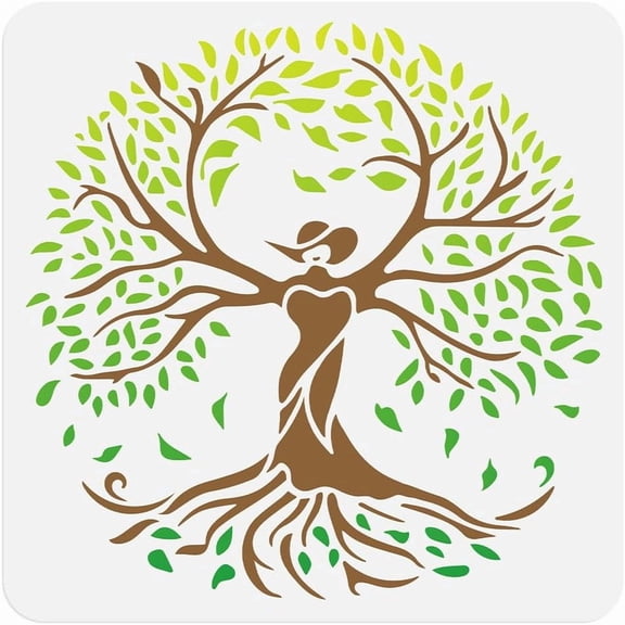 Tree of Life Wall Stencil Template 11.8 x 11.8 Inch Reusable Plastic Tree Stencil for DIY Making