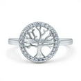 thumbnail image 1 of Tree of Life Wedding Ring Halo Round Simulated CZ 925 Sterling Silver Size 6, 1 of 5