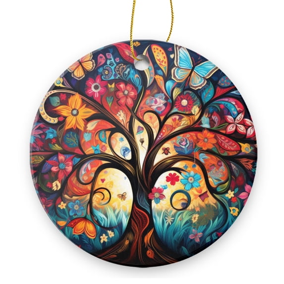 Tree of Life With Vibrant Colors - Christmas Ornament Xmas Keepsake Ceramic Ornaments Holiday Decorations for Tree Christmas Gift Ideas 2.95in