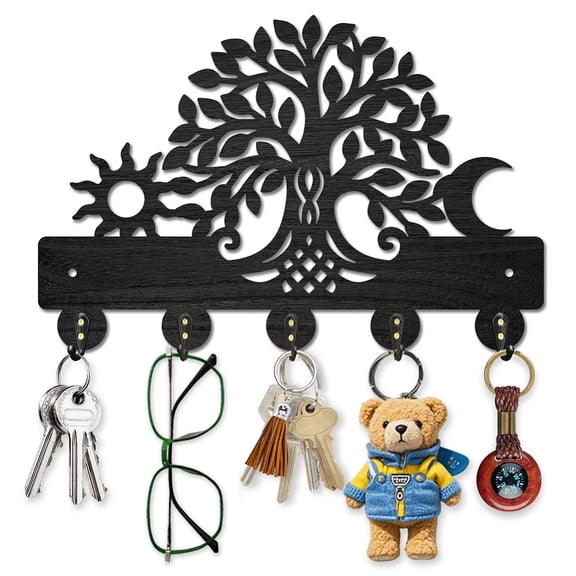 Tree of Life Wooden Key Holder Sun Moon Key Hanger