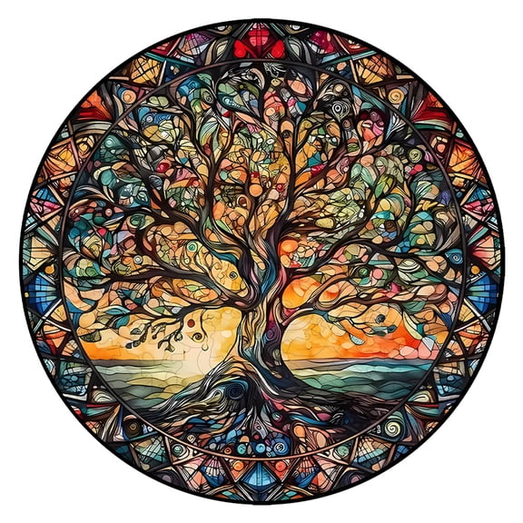 Tree of Life Wooden Puzzle - Unique Irregular Shaped Pieces, Vibrant UV Printing, Creative Gift for All Ages