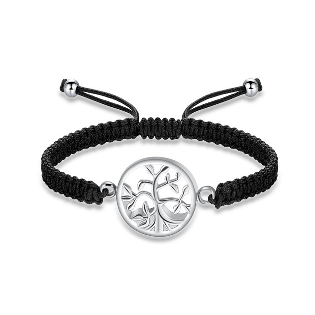 Tree of Life in Circle Braided Rope Bracelet Memorial Cremation Jewelry ...