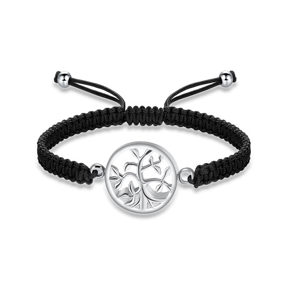 Tree of Life in Circle Braided Rope Bracelet Memorial Cremation Jewelry for Ashes Holder Funeral Urn Bracelet for Ashes