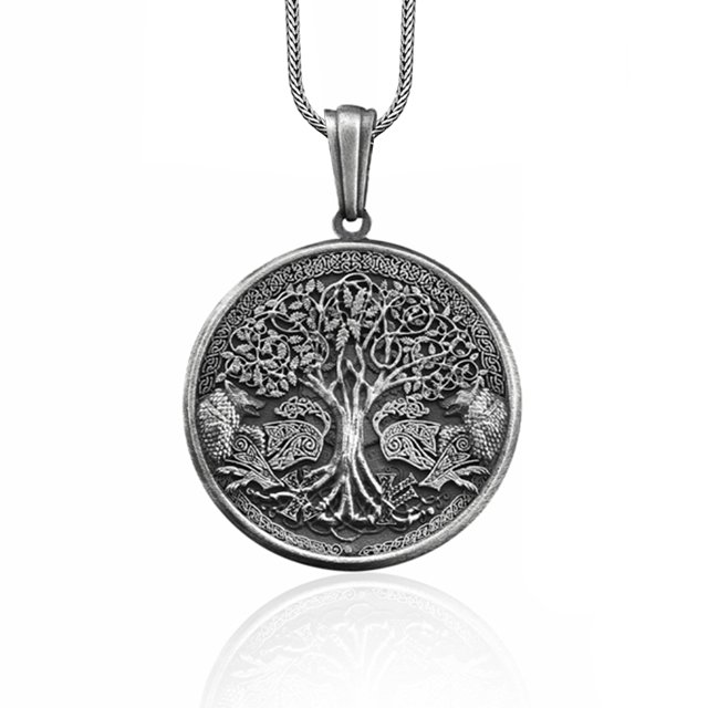 Orecchini A Clip Tibetani Nuovi - Albero Della Vita In Argento (Drop/Dangle)