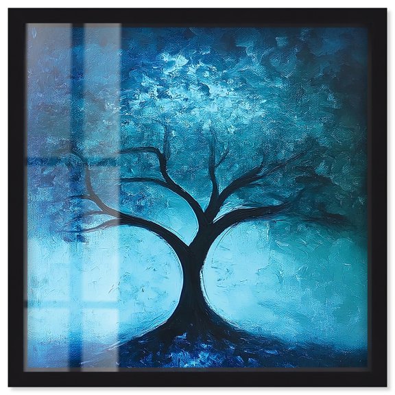 Tree of Opposites III Shadowbox Print Nature Paintings by Art Remedy, Black Frame, 20 x 20