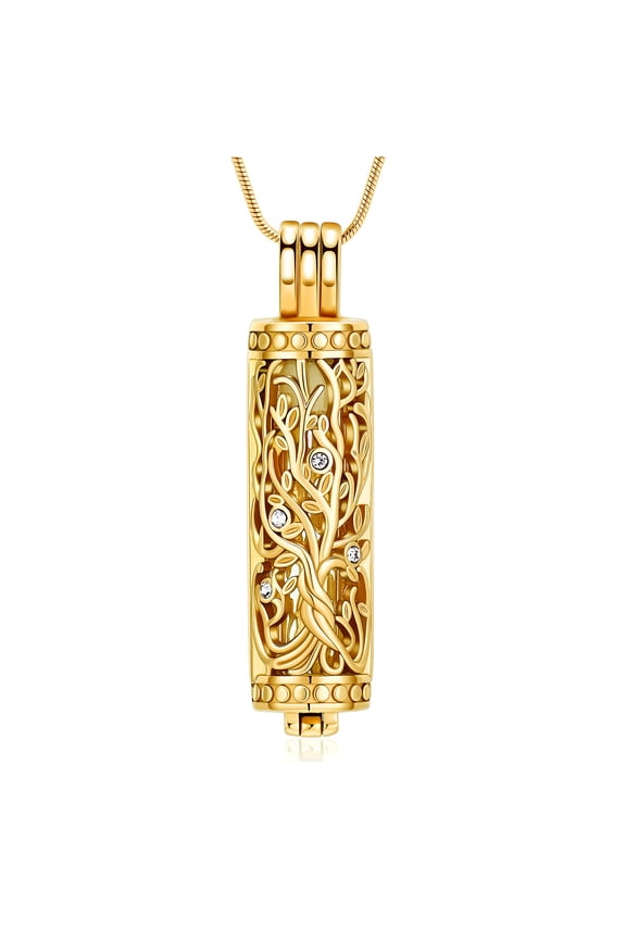 Tree of life Cylinder Cremation Jewelry for Ashes Urn Necklace Lockets for Human Ashes Pet Ashes Holder
