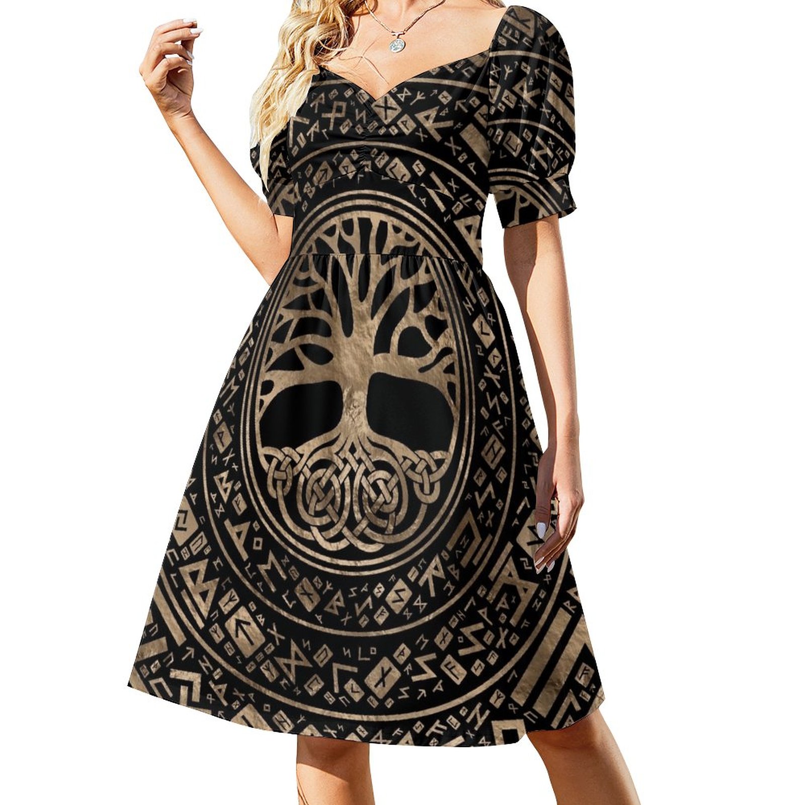 Tree of life -Yggdrasil Runic Pattern Dress dress korean style dress ...