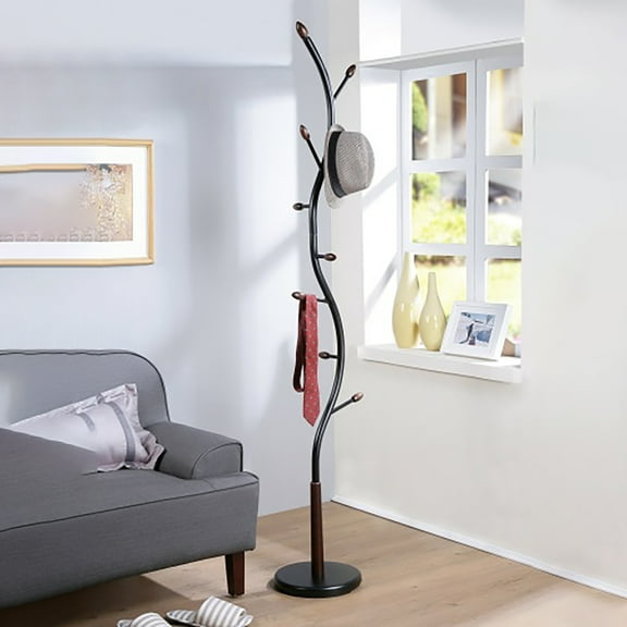 Tree-shaped coat rack stand,Metal coat tree with 8 Hooks, Standing Coat Rack for Entryway, Hall Tree for Jacket/Hat/Clothes/Bag