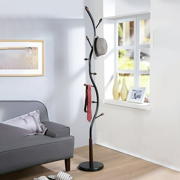 Tree-shaped coat rack stand,Metal coat tree with 8 Hooks, Standing Coat Rack for Entryway, Hall Tree for Jacket/Hat/Clothes/Bag