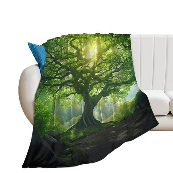Tree with Life Flannel Blanket Lightweight Blanket for Couch Sofa Bed, Super Soft Cozy Print Warm Blanket