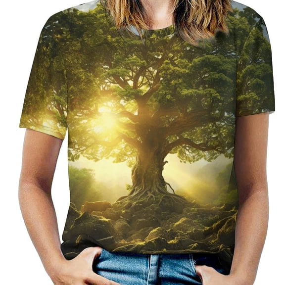 Tree with Life Women's Short Sleeve Tops Casual Blouses T Shirt