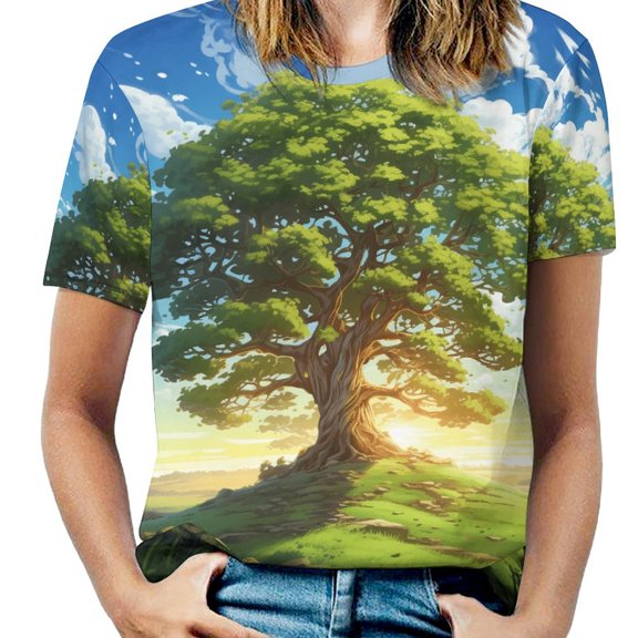 Tree with Life Women's Short Sleeve Tops Casual Blouses T Shirt