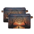 thumbnail image 1 of Tree with Sunset Storage Basket Large Bin Laundry Boxes Toys Foldable Home Organizer Bag 14.2x10.2x8.3 Inches 2 PCs, 1 of 8