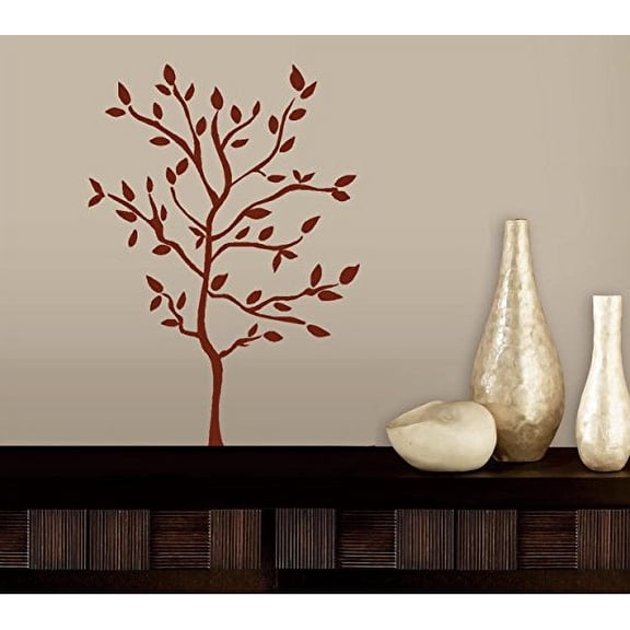 Tree (with branches and leaves) ~ Wall or Window Decal (Small 22" x 31, Brown)