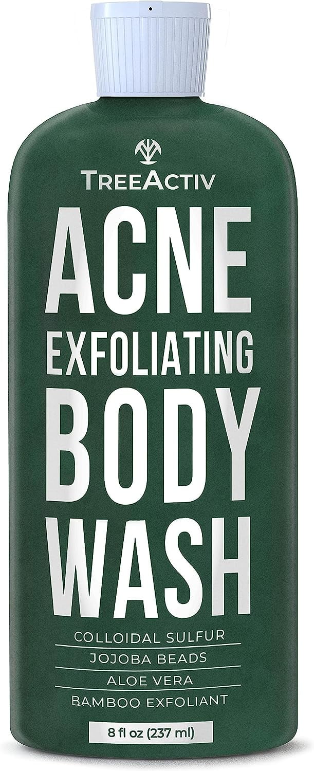 TreeActiv Acne Exfoliating Body Wash with Sulfur & Jojoba Beads, for