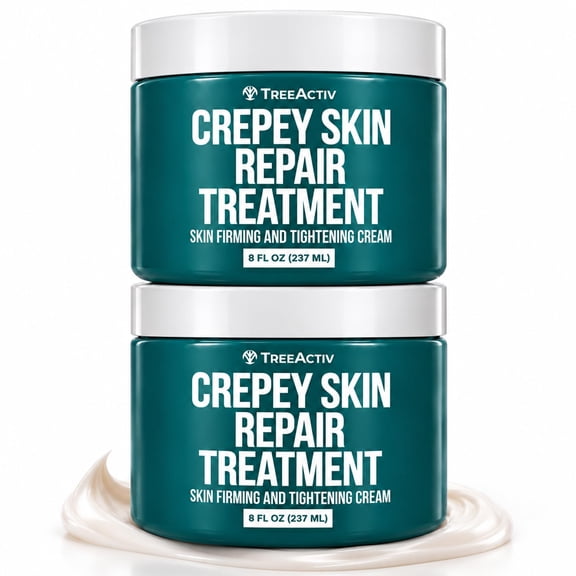 TreeActiv Crepey Skin Repair Cream, 2-Pack, Firming Cream For Face and Neck, Skin Firming and Tightening Lotion with Hyaluronic Acid, Designed to Hydrate Dry, Crepey-Looking Areas, 1000+ Uses