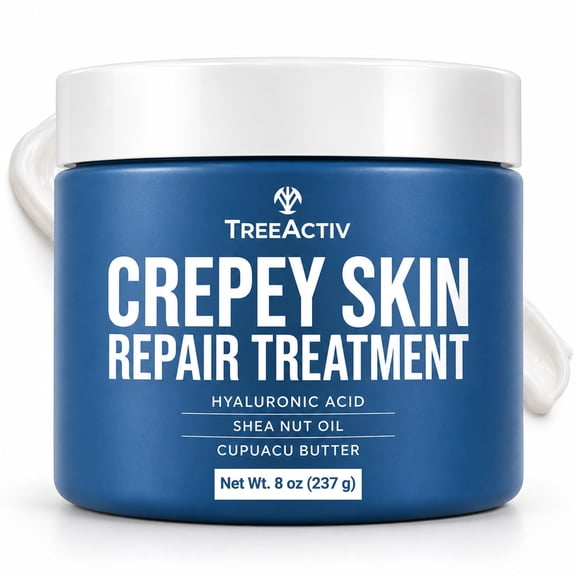 TreeActiv Crepey Skin Repair Cream with Hyaluronic Acid, Firming Body Moisturizer, 8 fl oz