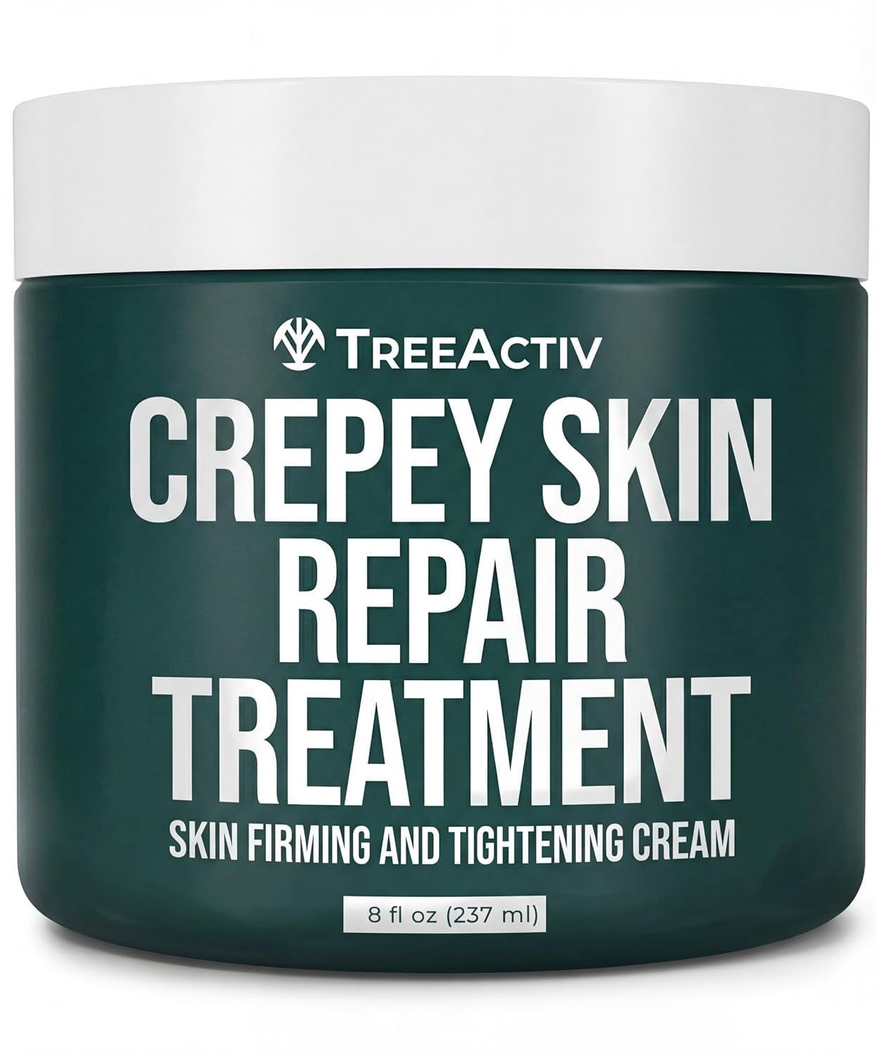 TreeActiv Crepey Skin Repair Cream, 8 fl oz,  Firming Body & Neck Cream with Hyaluronic Acid, Glycolic Acid & Shea Butter, Helps Crepey Skin Look Smoother, 500+ Uses