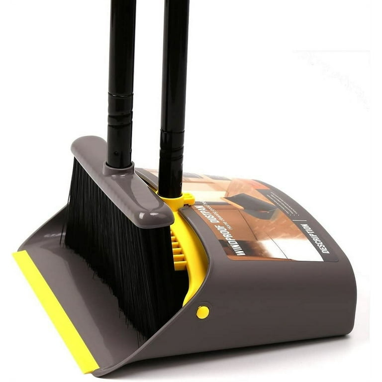 Broom and Dustpan Set for Home, Long Handle Dust Pan and Broom Combo for  Indoor Outdoor Heavy Duty Broom Dustpan Set for Kitchen Lobby Office  Upright
