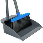 TreeLen Broom with Dustpan Combo Set for Kitchen Office Lobby Floor Cleaning Blue