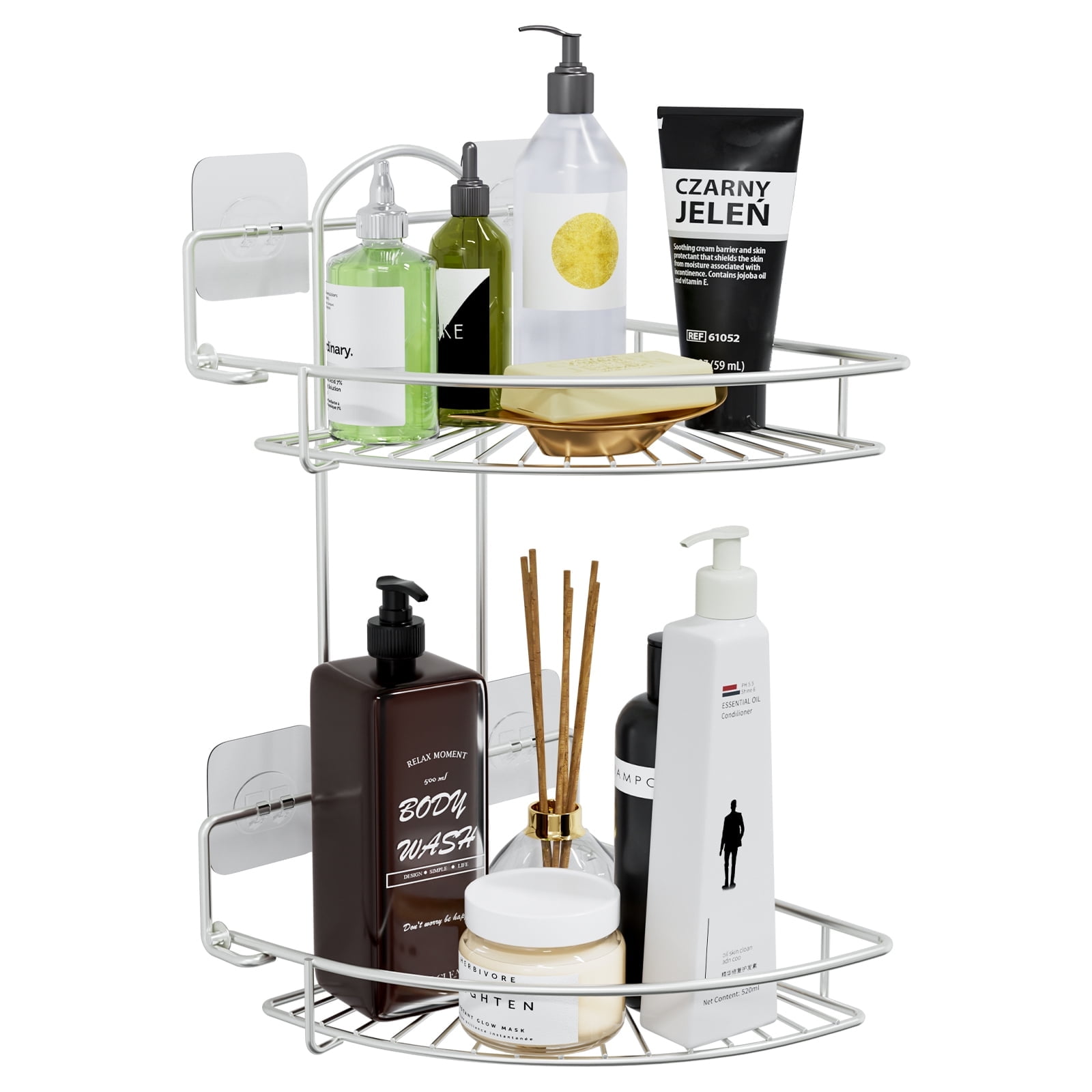 TreeLen Corner Metal Shower Caddy 2 Tier Shelves for Bathroom Bathtub Accessories Storage Rack
