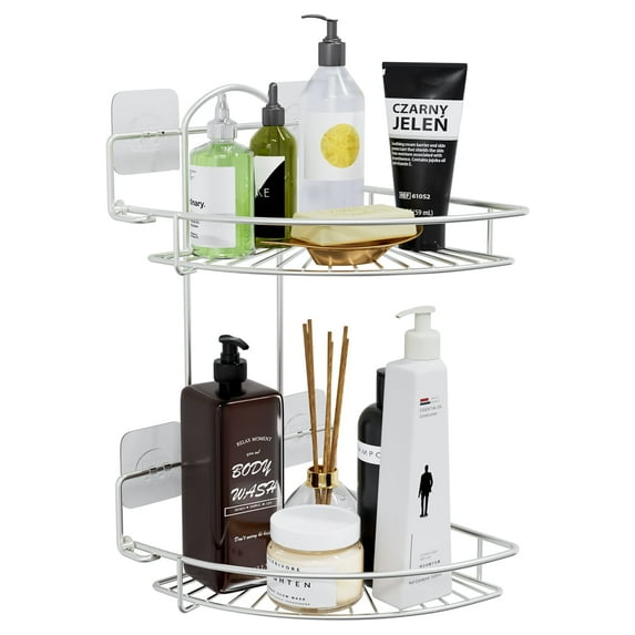 TreeLen Corner Metal Shower Caddy 2 Tier Shelves for Bathroom Bathtub Accessories Storage Rack