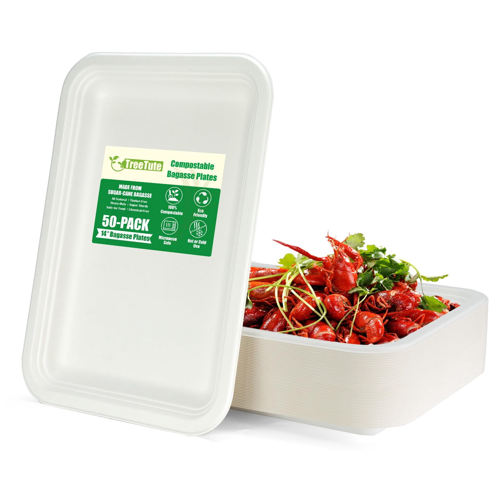Treetute 50 pack 14 inch disposable food trays heavy duty