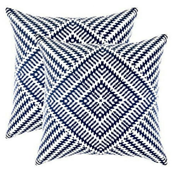 TreeWool 2-Pack Kaleidoscope 22" x 22" Geometric Decorative Cotton Throw Pillow Covers
