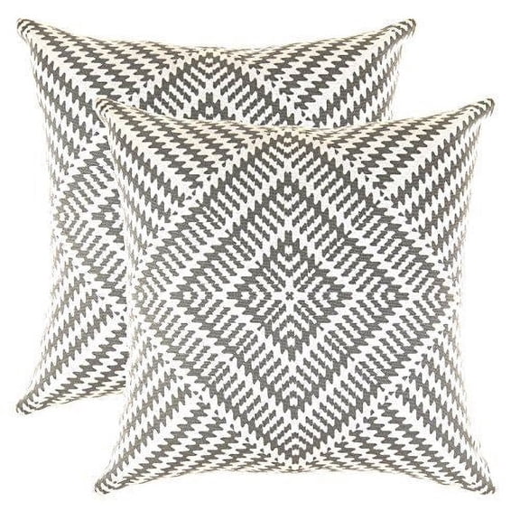 TreeWool (Pack of 2) Kaleidoscope Accent Decorative Square Cotton Throw Pillow Covers (16" x 16", Graphite Gray)
