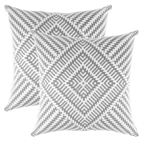 TreeWool (Pack of 2) Kaleidoscope Accent Decorative Square Cotton Throw Pillow Covers (22" x 22", Sleet Gray)