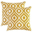 thumbnail image 1 of TreeWool (Pack of 2) Ogee Ikat Accent Decorative Cotton Throw Pillow Covers (22 x 22 Inches, Mustard), 1 of 6
