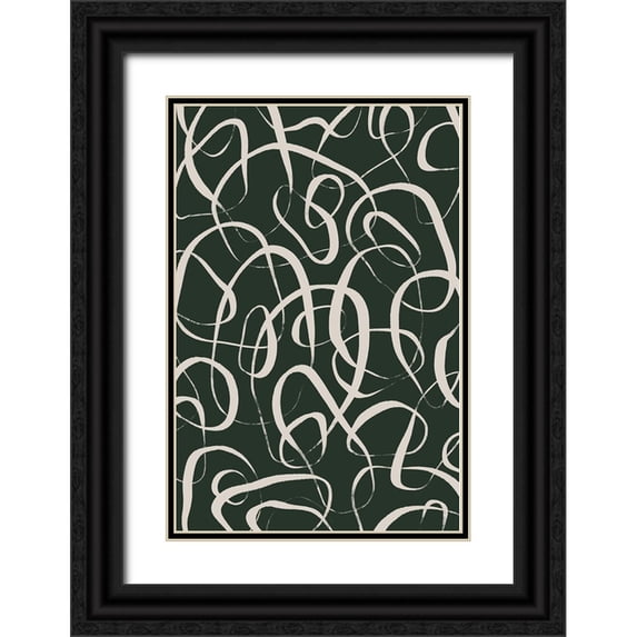 Treechild 11x14 Black Ornate Wood Framed with Double Matting Museum Art Print Titled - Beige Circles