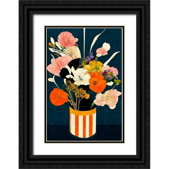 Treechild 11x14 Black Ornate Wood Framed with Double Matting Museum Art Print Titled - Flowers At Night