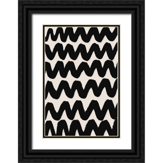 Treechild 11x14 Black Ornate Wood Framed with Double Matting Museum Art Print Titled - Thick Waves Pattern