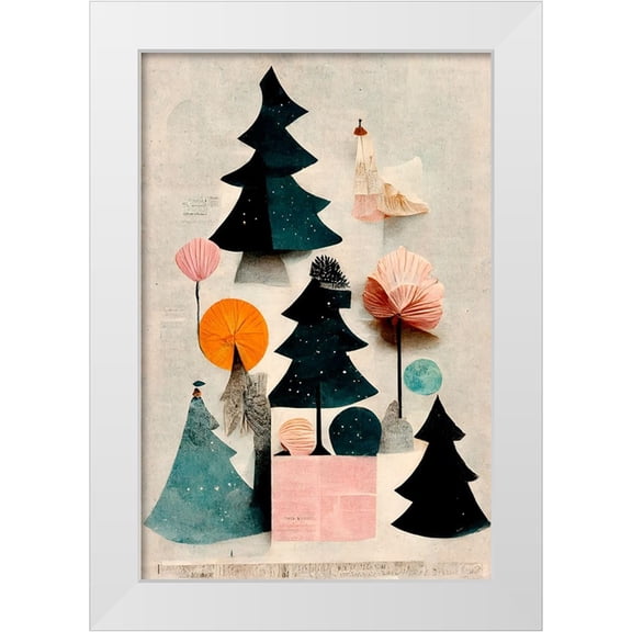 Treechild 11x14 White Modern Wood Framed Museum Art Print Titled - Cute Pine Tree Composition
