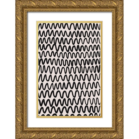 Treechild 13x18 Gold Ornate Wood Framed with Double Matting Museum Art Print Titled - Marker Wavey Pattern