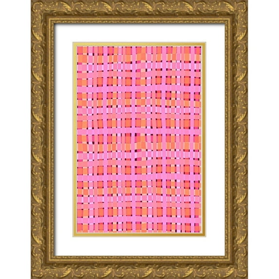Treechild 13x18 Gold Ornate Wood Framed with Double Matting Museum Art Print Titled - Pink Plaid