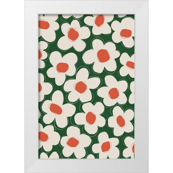 Treechild 13x18 White Modern Wood Framed Museum Art Print Titled - Cute Beige Flower Pattern