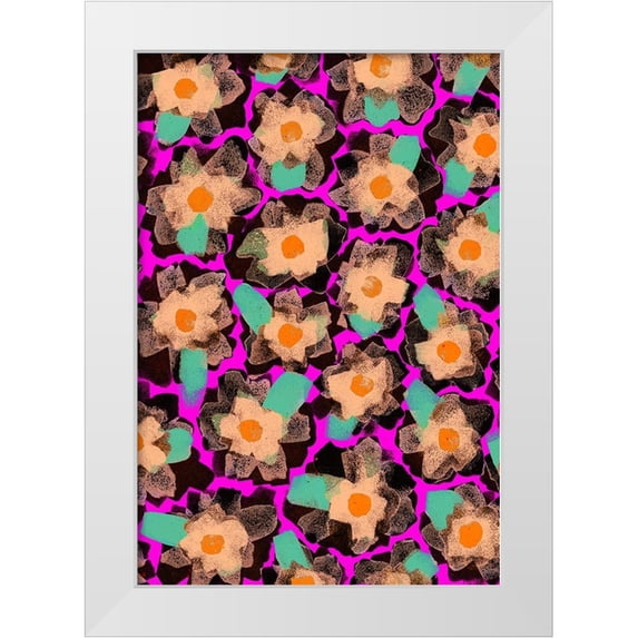 Treechild 14x18 White Modern Wood Framed Museum Art Print Titled - Funky Blossoms
