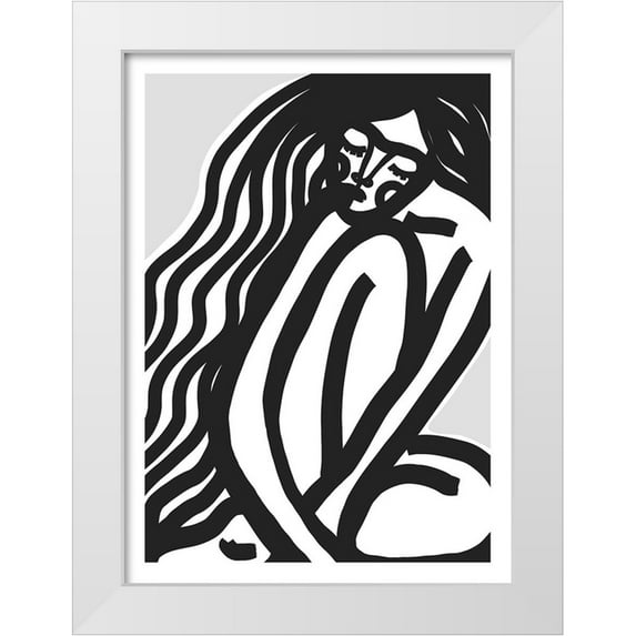 Treechild 14x18 White Modern Wood Framed Museum Art Print Titled - The Silence (Black)