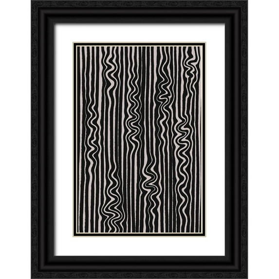 Treechild 17x24 Black Ornate Wood Framed with Double Matting Museum Art Print Titled - Waves in Stripes Pattern