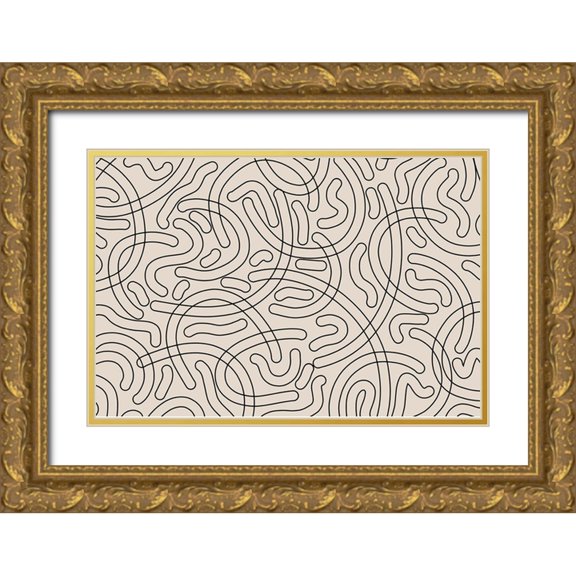 Treechild 18x13 Gold Ornate Wood Framed with Double Matting Museum Art Print Titled - Simple Tube Line Pattern