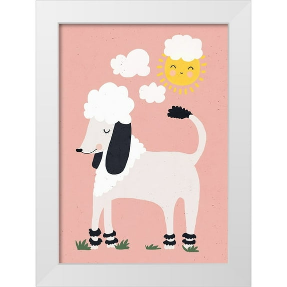 Treechild 18x24 White Modern Wood Framed Museum Art Print Titled - Happy Poodle