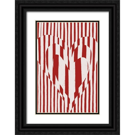 Treechild 23x32 Black Ornate Wood Framed with Double Matting Museum Art Print Titled - Hearts (Red Version)